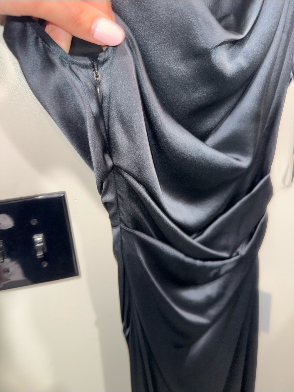 STAUD Phare draped silk-blend midi dress In Black US 0 $695 - Picture 7 of 9